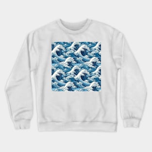 Ephemeral Crests: Hokusai Waves Reimagined Crewneck Sweatshirt